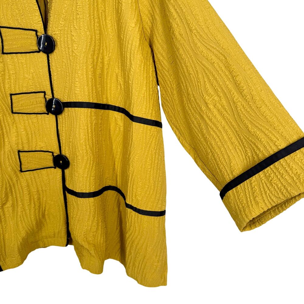 Ali Miles Plus Size 2X Mustard Yellow Wearable Art to Wear Blouse Shirt Top - Picture 5 of 7